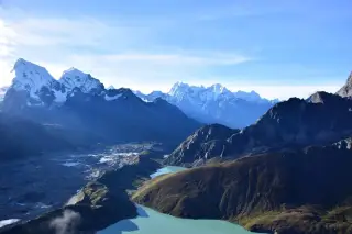 Mount Everest north face seen from the Tibetan plateau